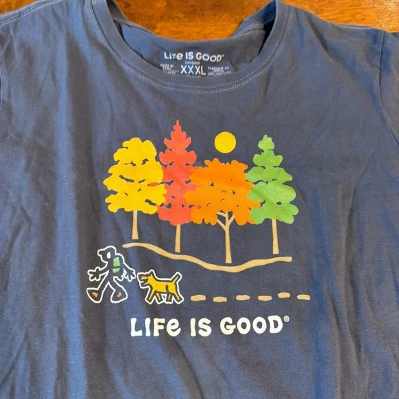Life Is Good women’s Navy Long Sleeve Tee with Colorful Trees crusher size XXXL - Picture 2 of 7
